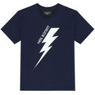 Boys Navy Thunderbolt Logo T-Shirt, 3, hi-res