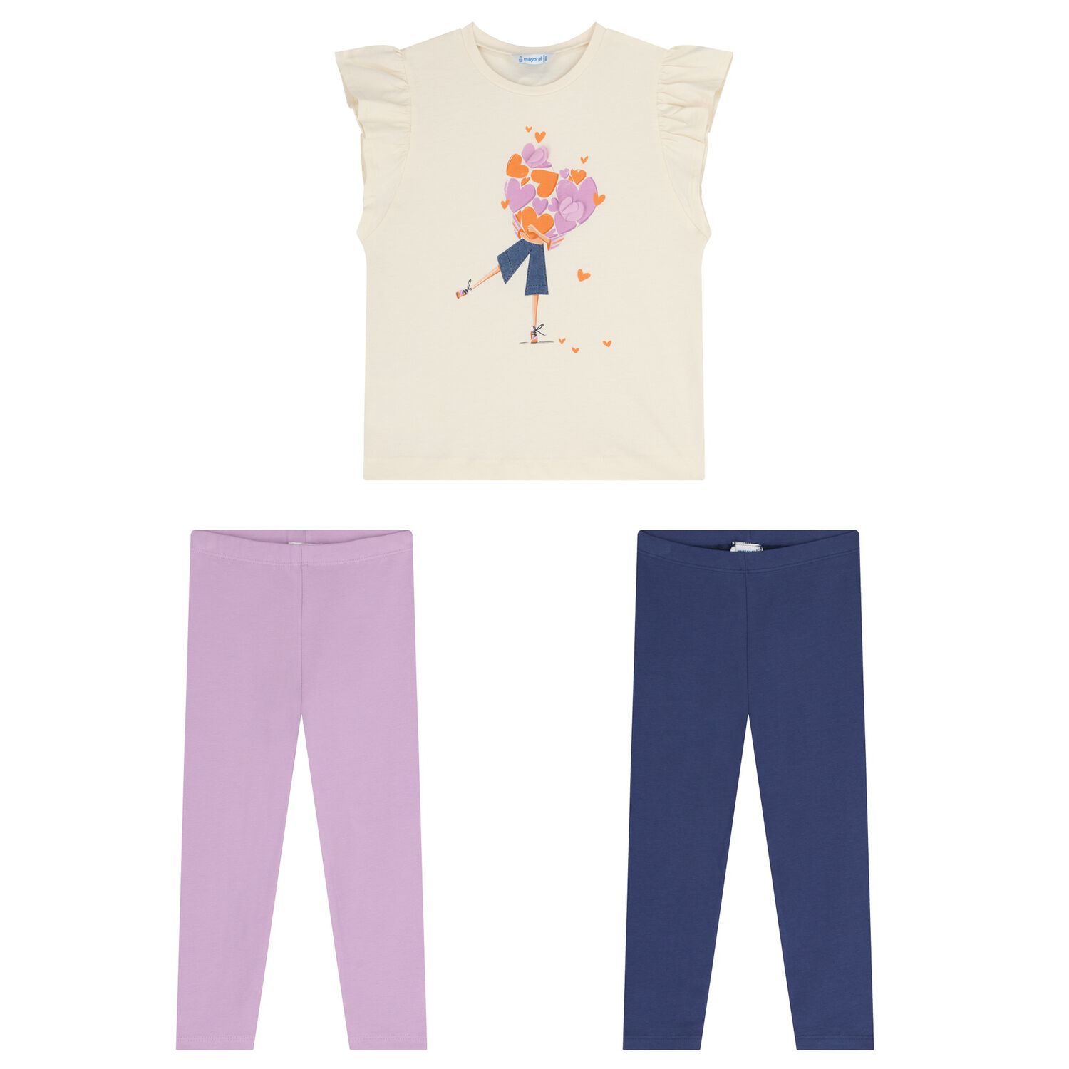Girls Ivory & Purple Leggings Set, 2, hi-res