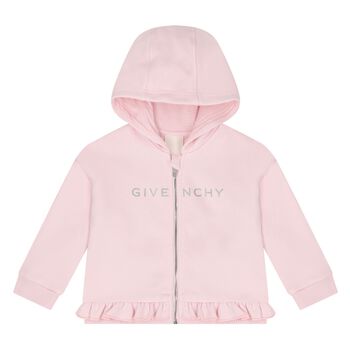 Younger Girls Pink Logo Zip Up Top