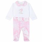 White & Pink Geo Map Babygrow, 1, hi-res