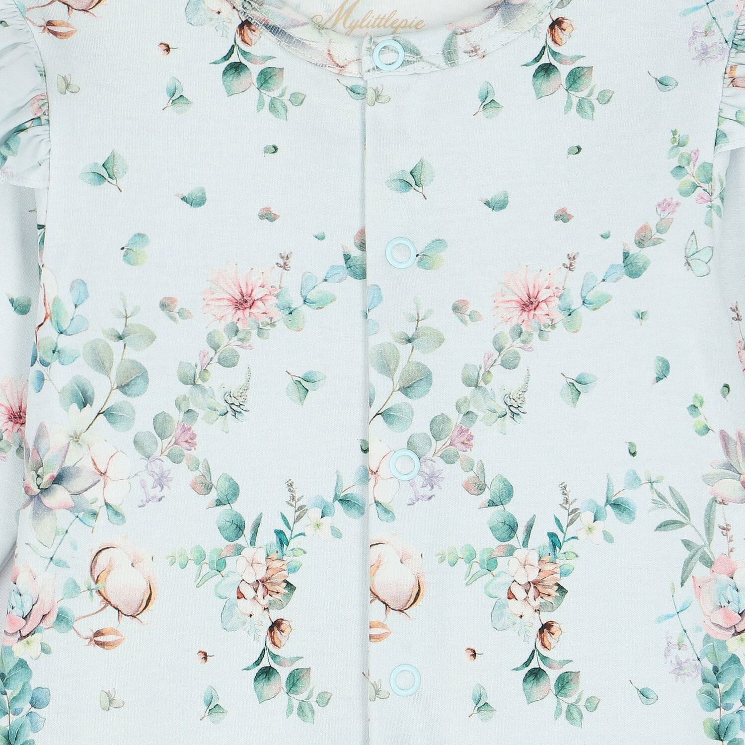 Baby Girls Mint Floral Ruffled Babygrow, 1, hi-res image number null