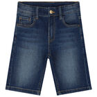 Boys Blue Denim Shorts, 1, hi-res