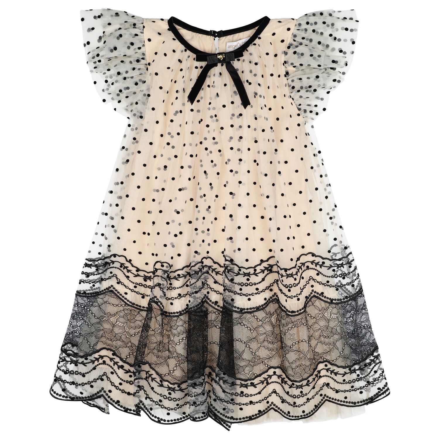Girls Beige & Black Ivy Tulle Ivy Dress, 1, hi-res