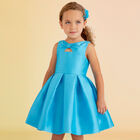 Girls Blue Satin Dress, 1, hi-res