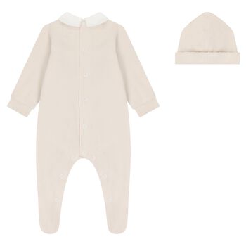 Beige & White Babygrow Set