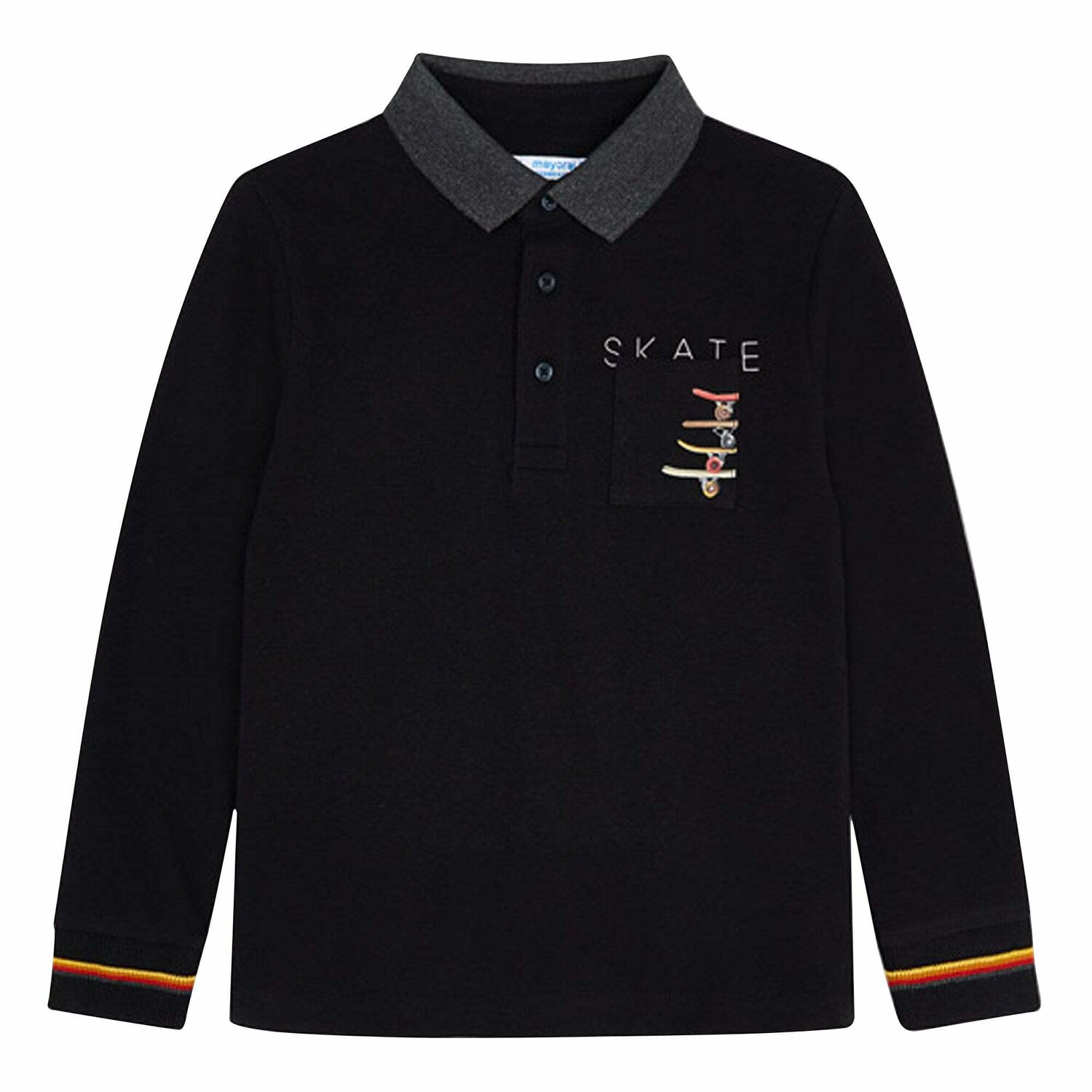 Boys Black Skateboards Polo Shirt, 1, hi-res