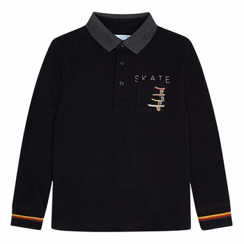 Boys Black Skateboards Polo Shirt