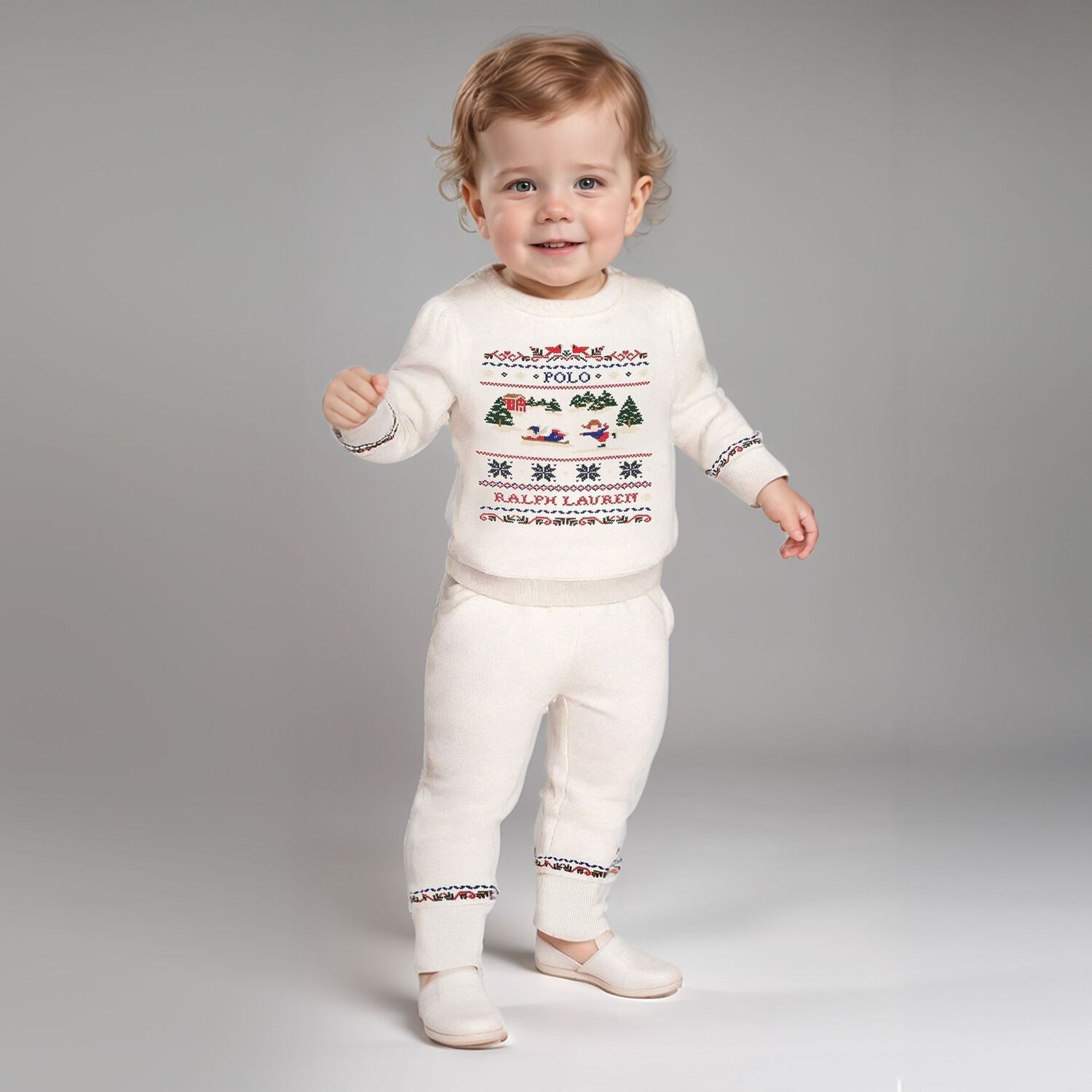 Baby Girls Ivory Festive Tracksuit, 1, hi-res image number null