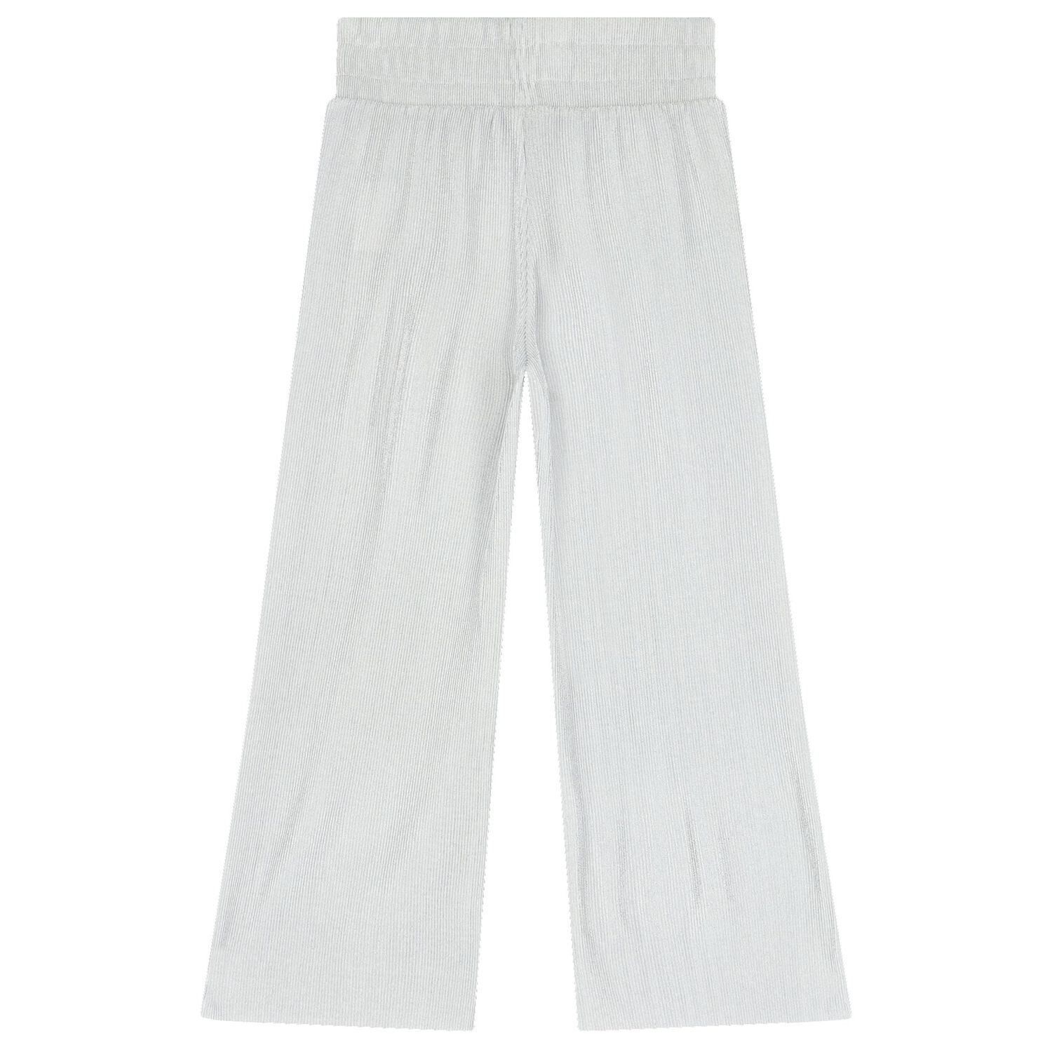 Girls Silver Plissé Logo Trousers, 1, hi-res