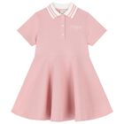 Girls Pink Logo Polo Dress, 1, hi-res