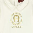 Girls Ivory & Gold Logo Babygrow, 3, hi-res