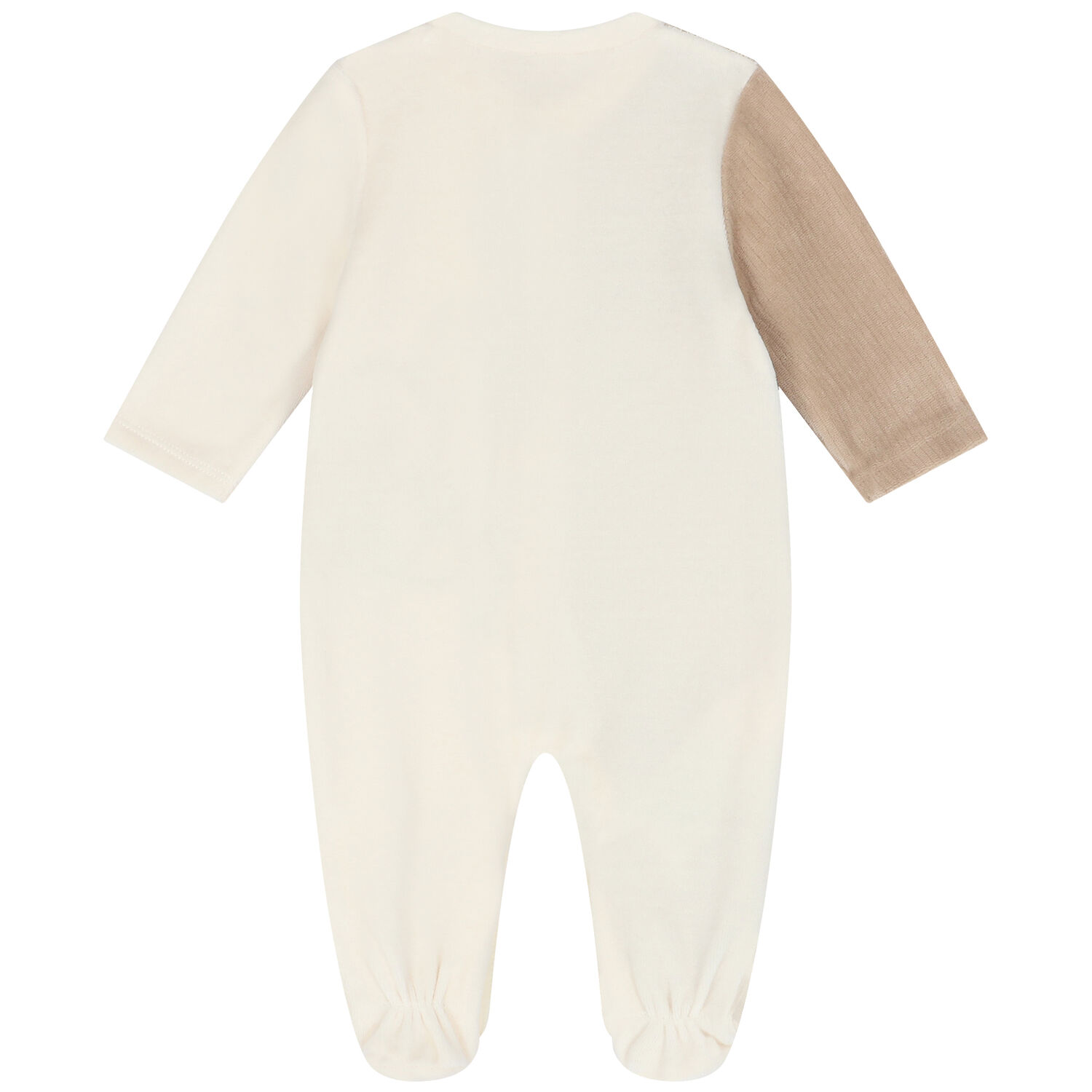 Ivory & Beige Velour Babygrow, 1, hi-res