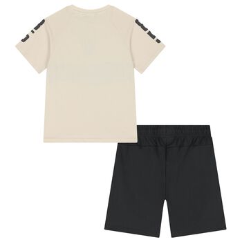 Boys Beige & Black Shorts Set 