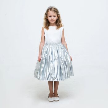 Girls Silver Metallic Skirt