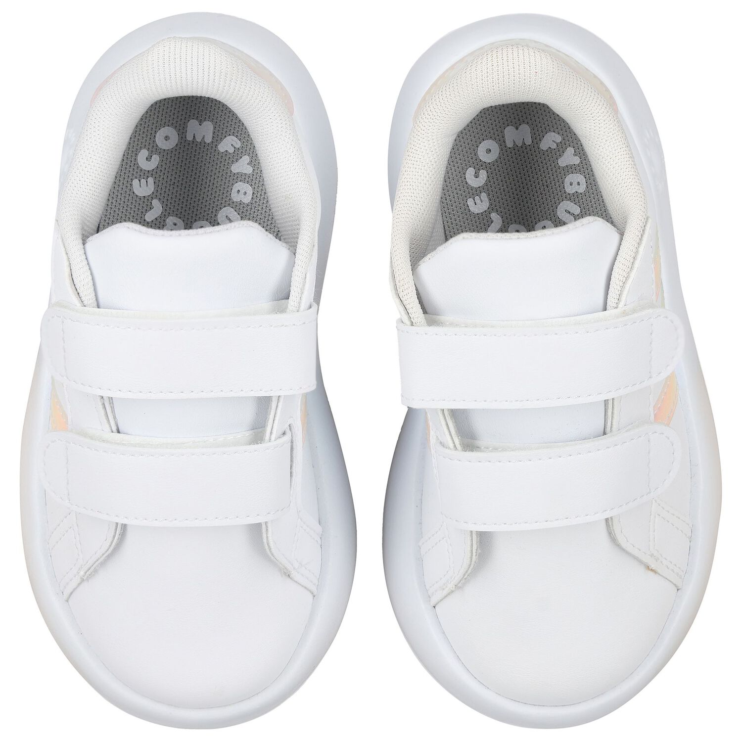 Girls White Logo Iridescent Trainers, 1, hi-res