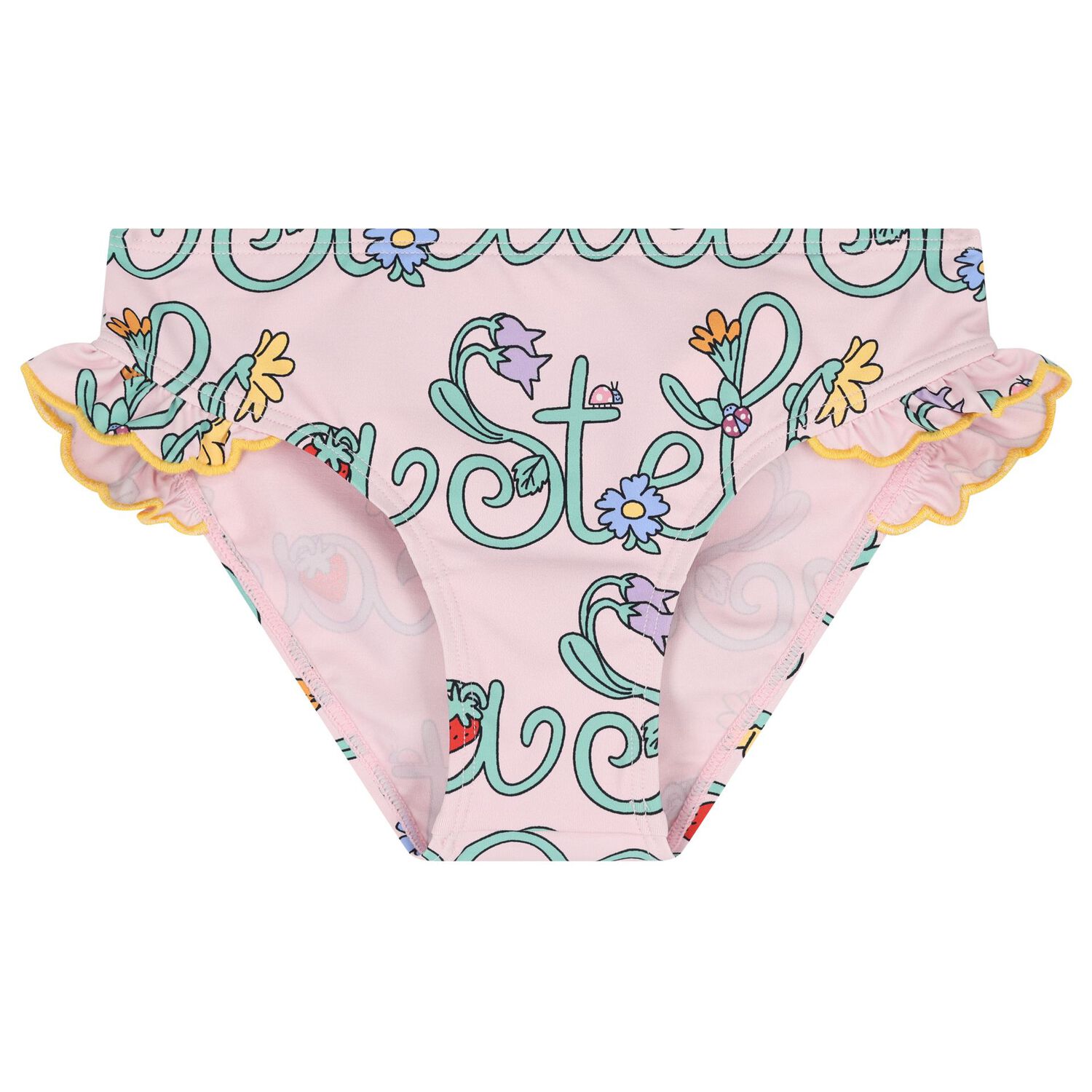 Girls Pink Logo Flower Bikini, 1, hi-res