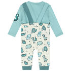 Baby Boys Green & Ivory Dungaree Set, 1, hi-res