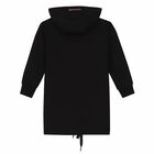 Girls Black Logo Hooded Dress, 1, hi-res
