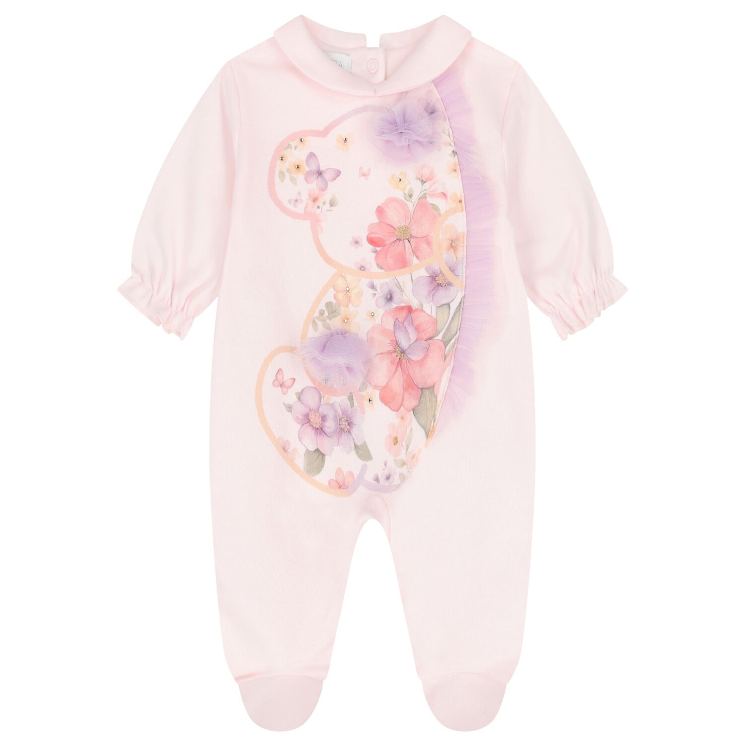 Baby Girls Pink Floral Babygrow, 1, hi-res