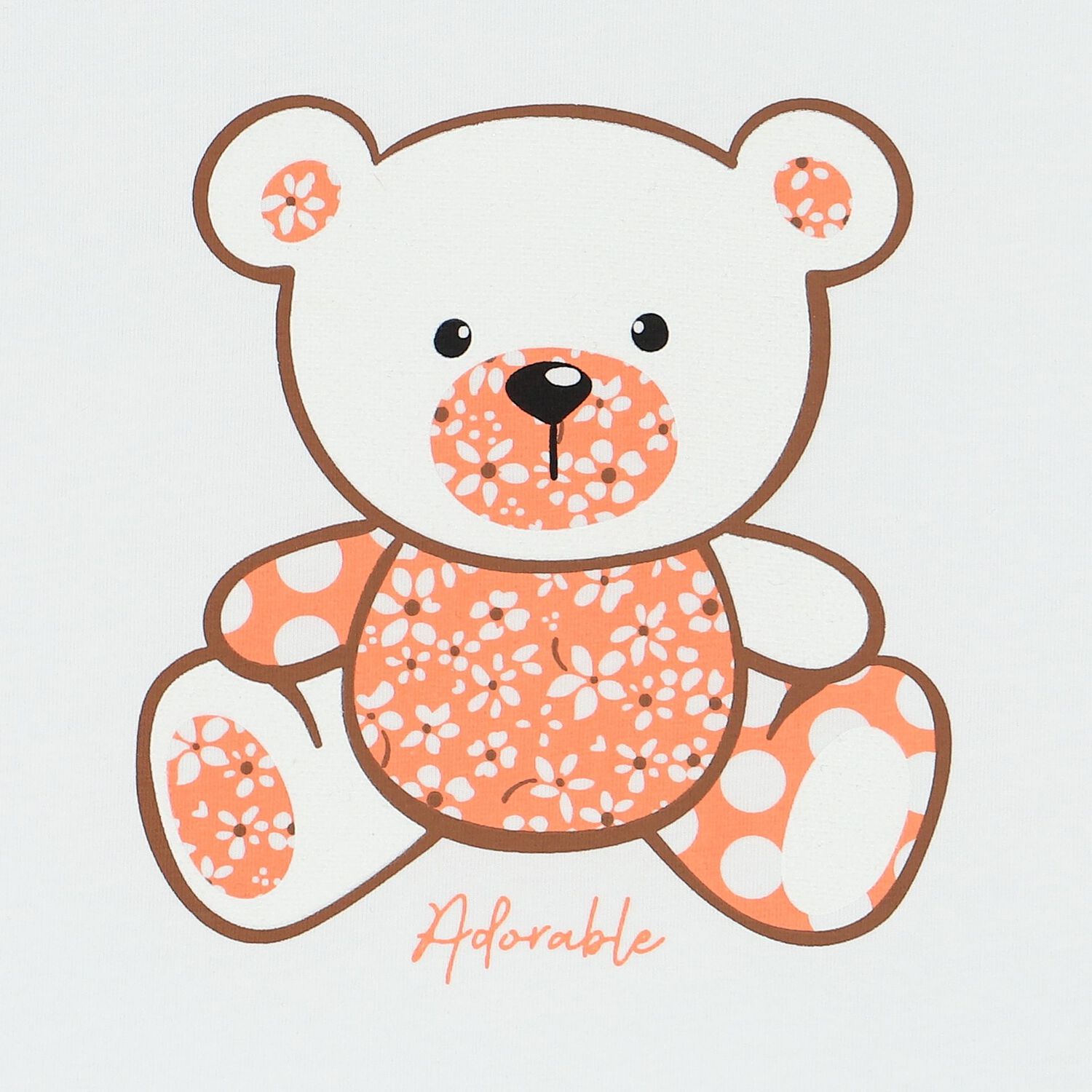 Girls White Teddy Bear T-Shirt, 1, hi-res image number null