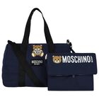 Navy Blue Teddy Bear Logo Baby Changing Bag, 2, hi-res