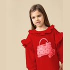 Girls Red Logo Bag Ruffled Dress, 1, hi-res