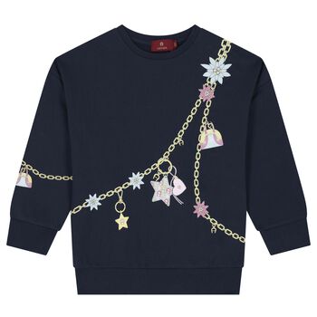 Girls Navy Blue Chain Sweatshirt