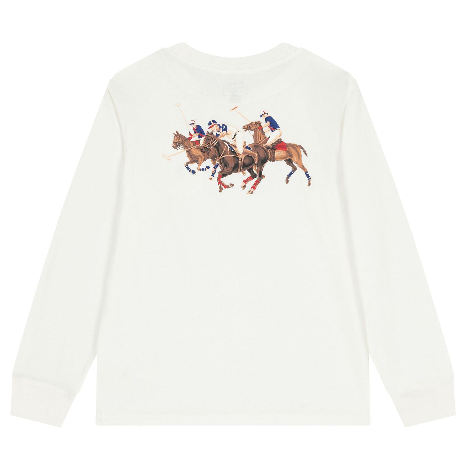 Boys White Logo Long Sleeve Top, 1, hi-res