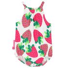 Baby Girls White & Pink Strawberry Romper, 1, hi-res