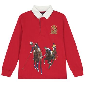 Boys Red Polo Player Polo Shirt 