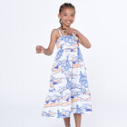 Girls White Cotton Poplin Logo dress, 1, hi-res