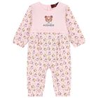 Baby Girls Pink Teddy Bear Logo Romper, 2, hi-res