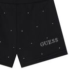 Girls Black Logo Rhinestones Shorts, 2, hi-res