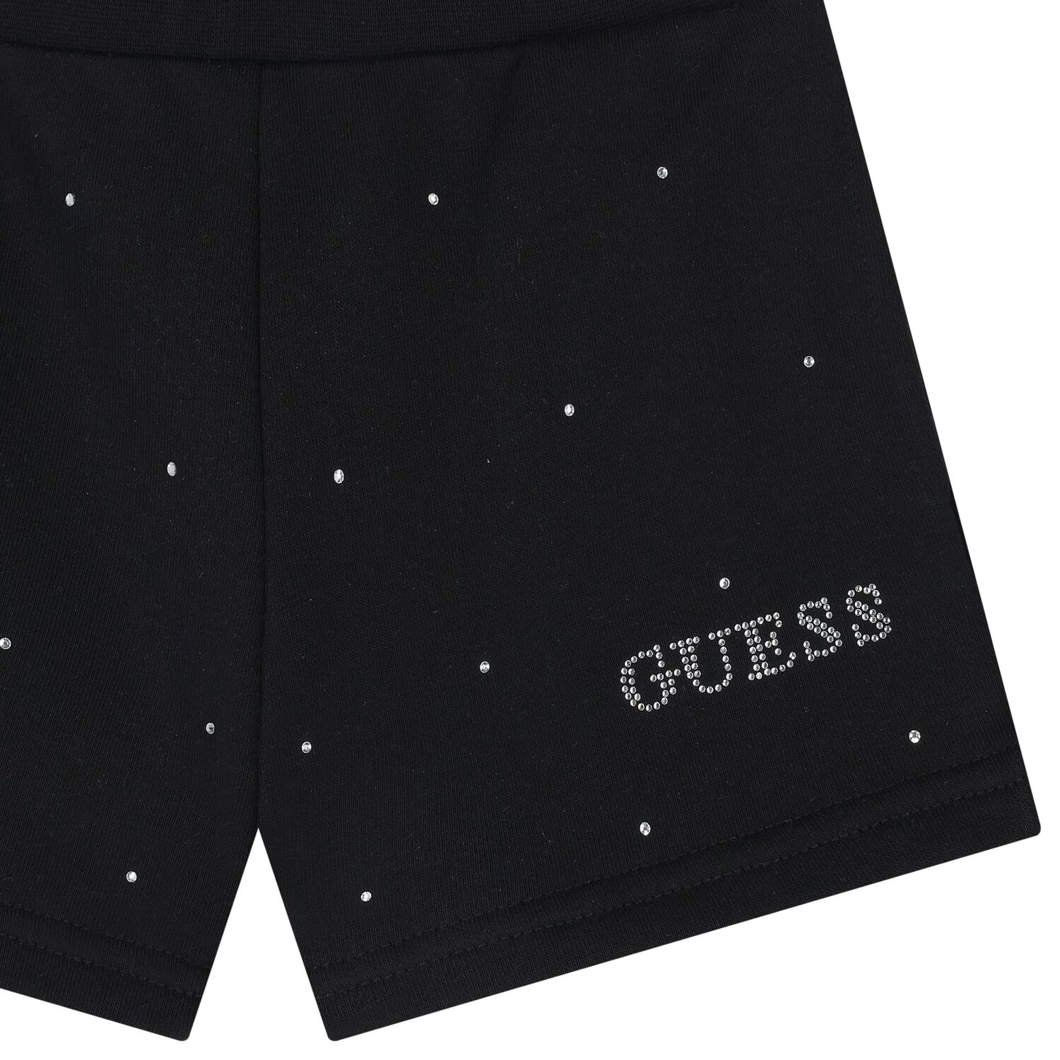 Girls Black Logo Rhinestones Shorts, 2, hi-res image number null