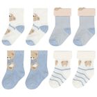 Baby Boys Blue & Ivory Socks ( 4 Pack ), 2, hi-res