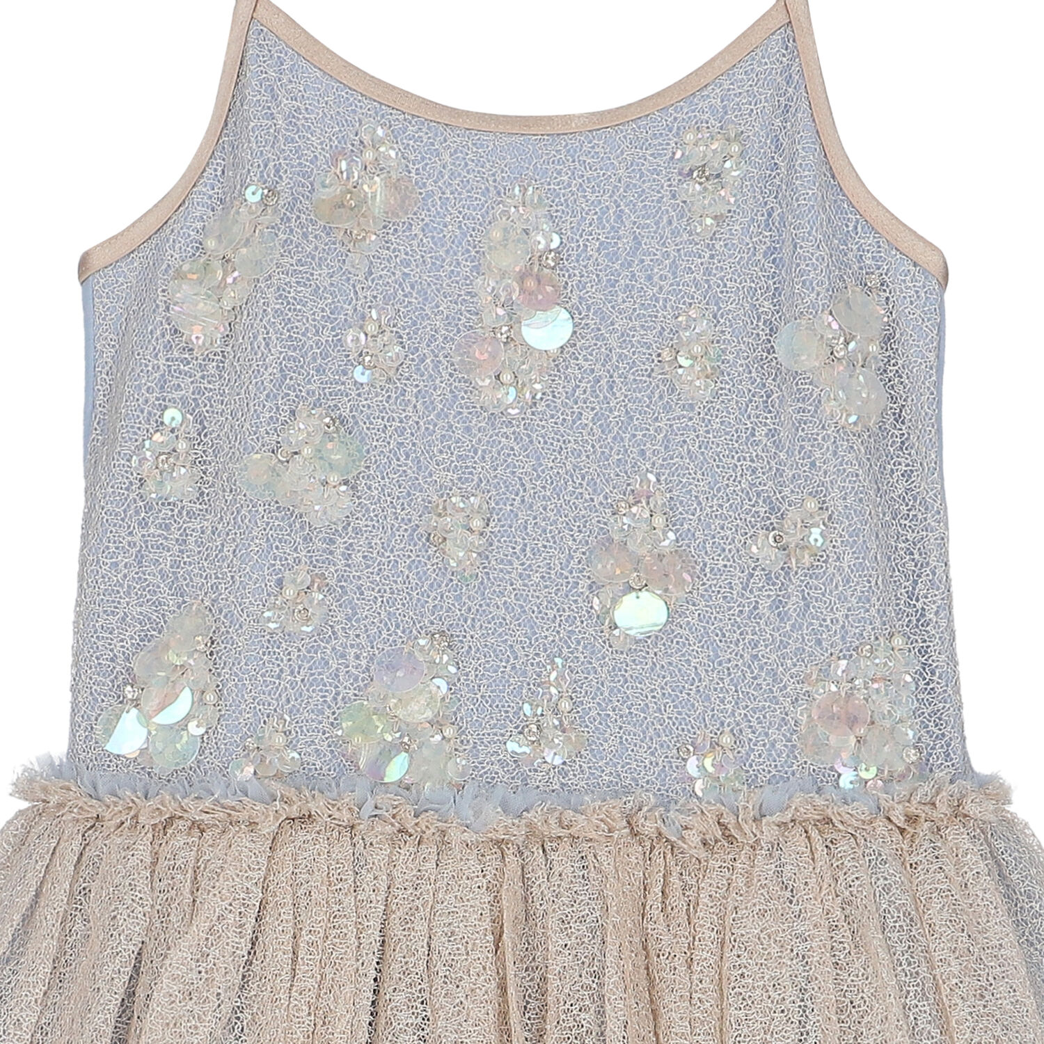 Girls Blue & Beige Embellished Dress, 1, hi-res image number null