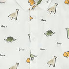 Younger Boys White Dinosaur Shirt, 1, hi-res