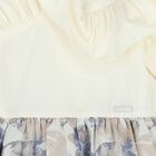 Girls White & Blue Floral Ruffle Dress, 2, hi-res