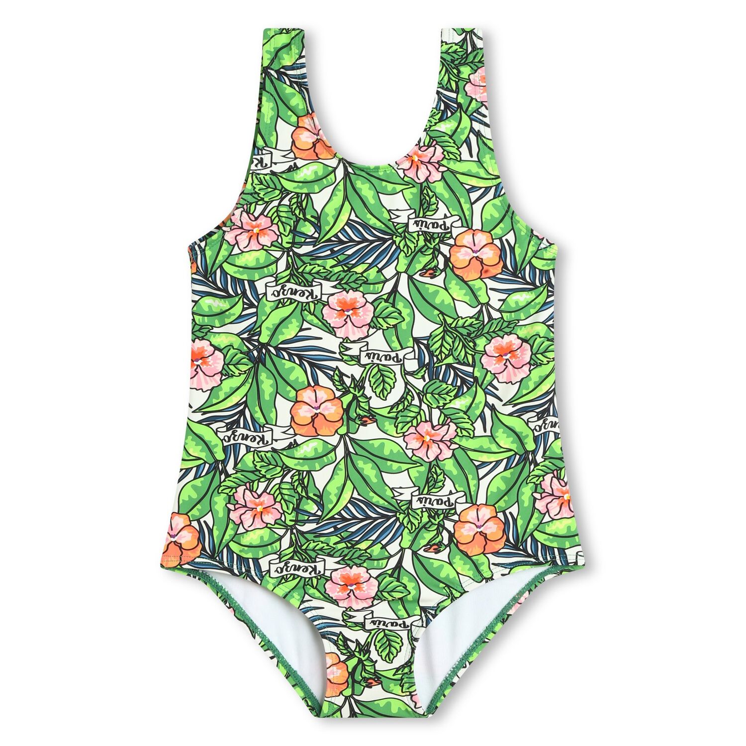 Girls Green Floral Swimsuit, 1, hi-res image number null