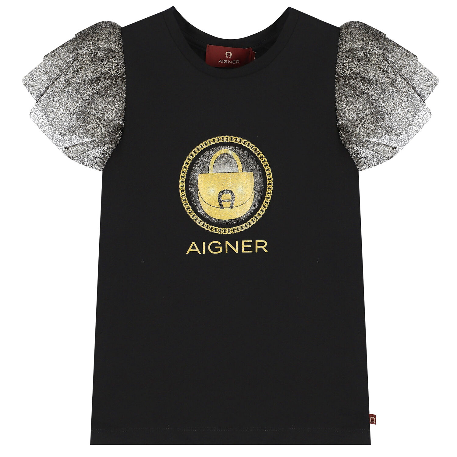 Girls Black & Gold Logo Tulle Skirt Set, 1, hi-res