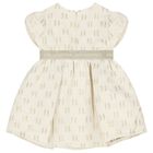 Girls Ivory & Gold Logo Jacquard Dress, 1, hi-res