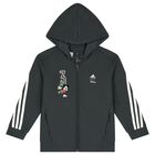 Grey Logo Hooded Zip Up Top, 1, hi-res