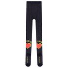 Girls Navy Blue Logo Heart Tights, 1, hi-res