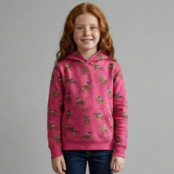 Girls Pink Polo Player Hooded Top