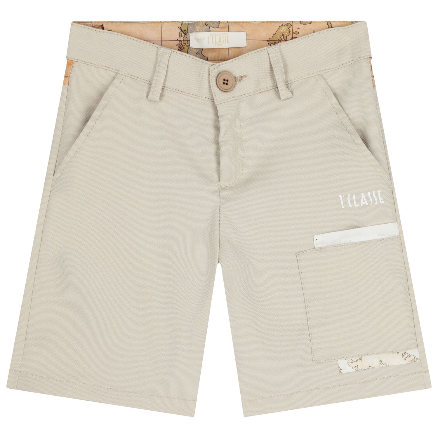 Boys Beige Logo Shorts, 1, hi-res