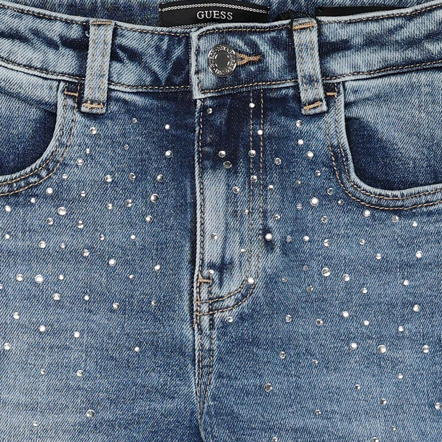 Girls Blue Embellished Denim Jeans, 1, hi-res