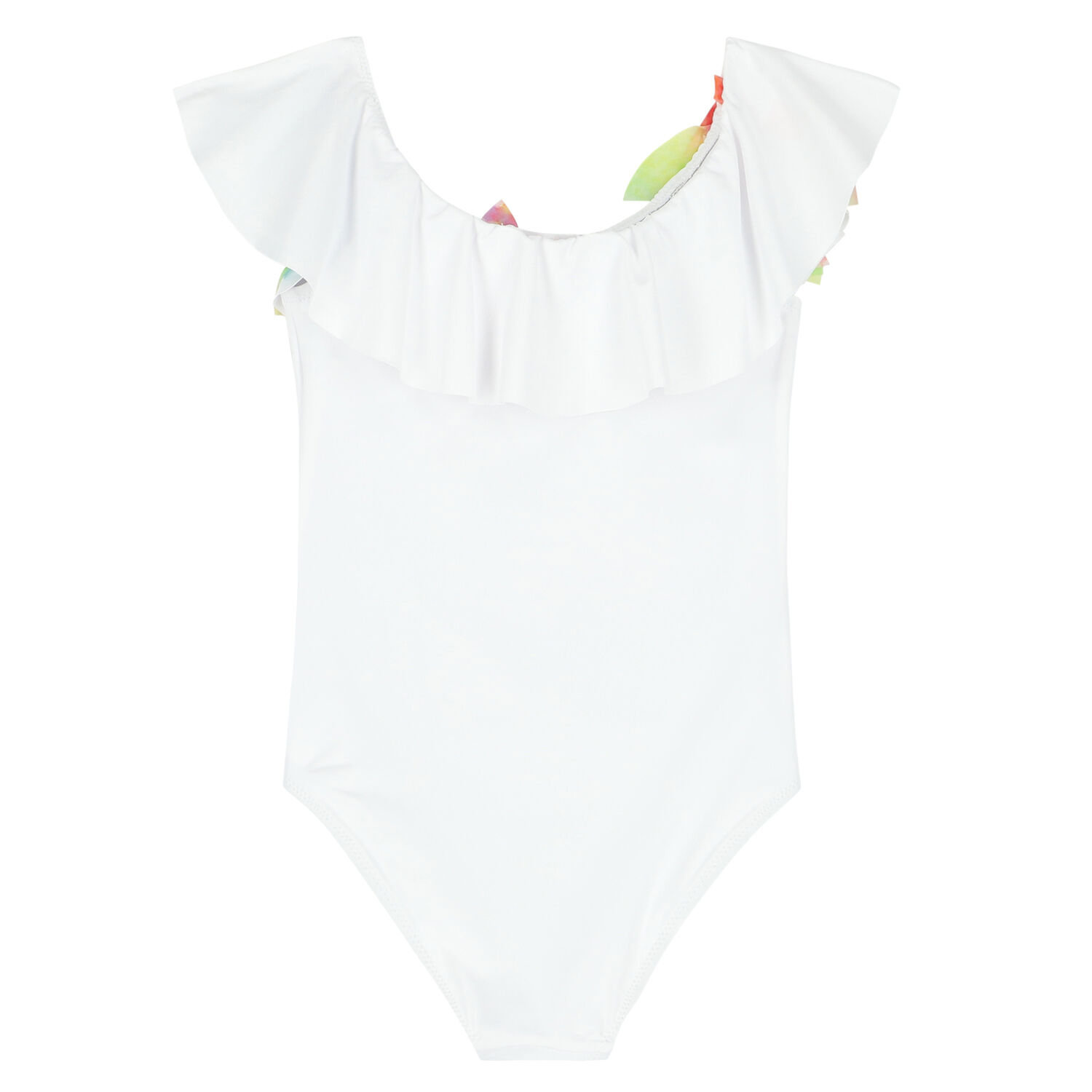 Girls White & Rainbow Petal Swimsuit, 1, hi-res image number null