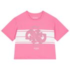 Girls Pink Embellished Logo T-Shirt, 1, hi-res