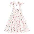 Girls White & Pink Rose Dress, 1, hi-res