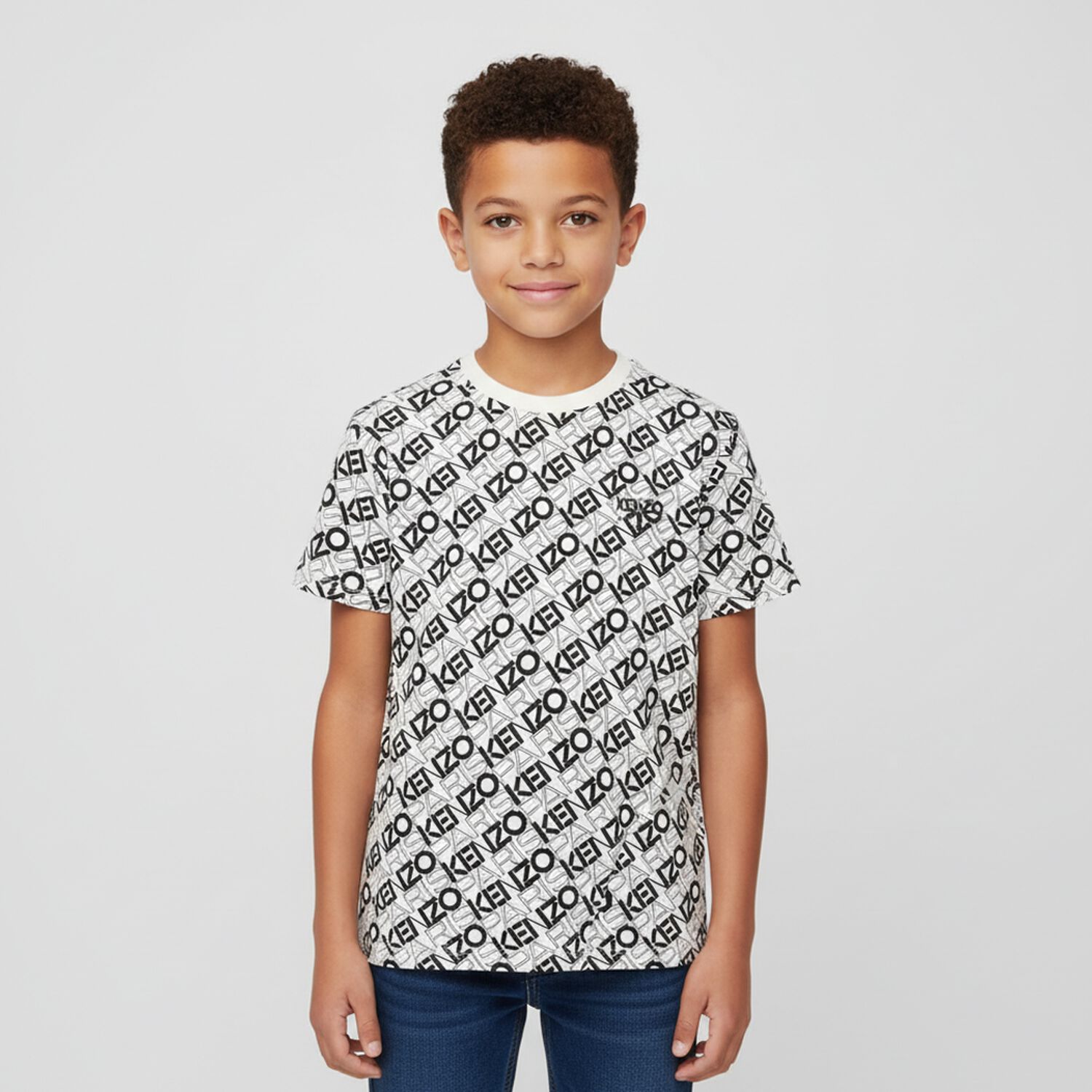 Boys Ivory & Black Logo T-Shirt, 1, hi-res